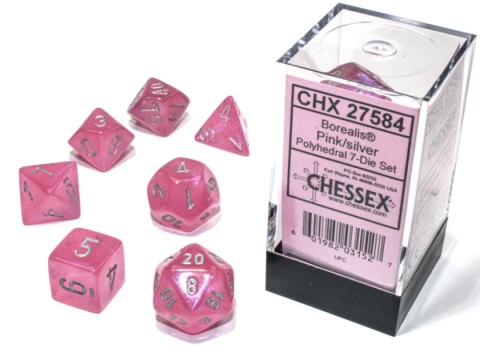 Chessex Borealis Pink/silver Luminary Polyhedral 7-Die Set cover image