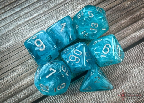Chessex Cirrus Aqua/silver Polyhedral 7-Die Set cover image