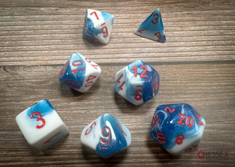 Chessex Gemini Astral Blue-White/red Polyhedral 7-Die Set cover image