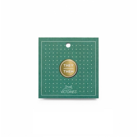 Small Victories - Gold Flair Enamel Pronoun Pin: They/Them cover image