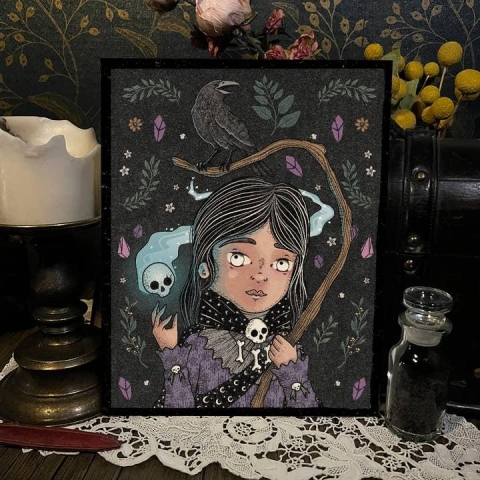 The Orphans of Dudleytown Art Print 8x10: Necromancer and Raven Familiar cover image