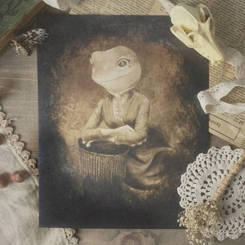 Fogbarrow Art Print 8x10: Victorian Frog Woman cover image
