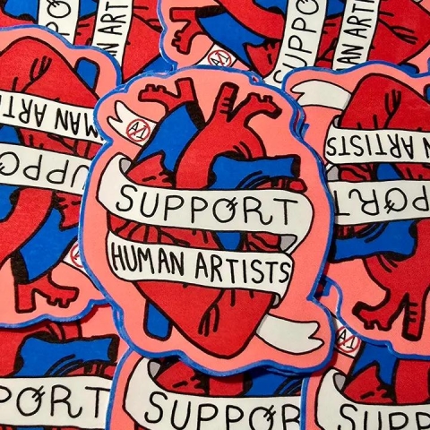 Femmearchist Sticker: Support Human Artists cover image