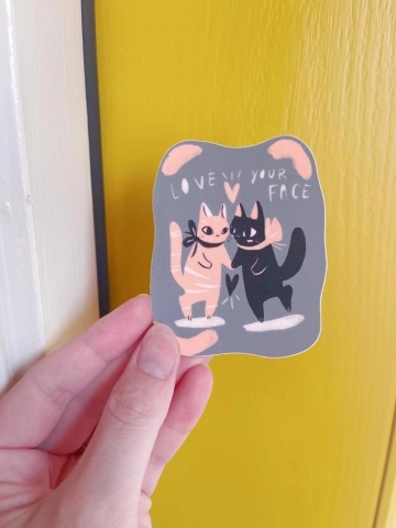 Bunny Dee Sticker: Love Your Face / Cat Friends cover image