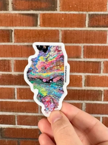AbstractbyRabrams Sticker: Illinois State (Glittery Rainbow) cover image