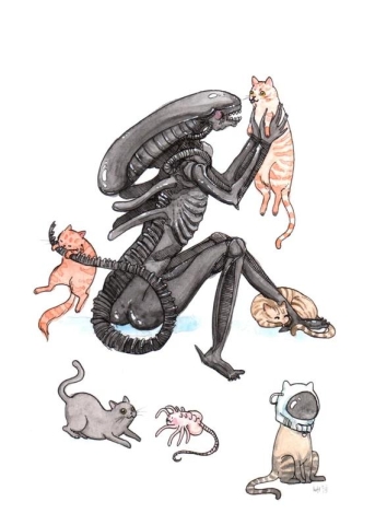 Stupid Animal Shop Art Print 8x10: Extra-purrestrial cover image