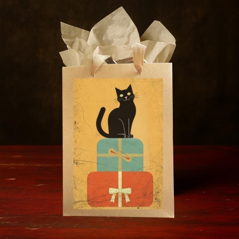 Cryptic Paper Co. Gift Bag: Black Cat & Christmas Presents cover image