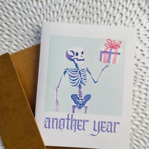 Cryptic Paper Co. Greeting Card: Another Year (Skeleton) cover image
