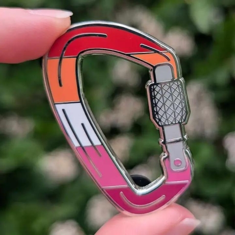 WanderSlut Enamel Pin: Pride Carabiner — Lesbian cover image
