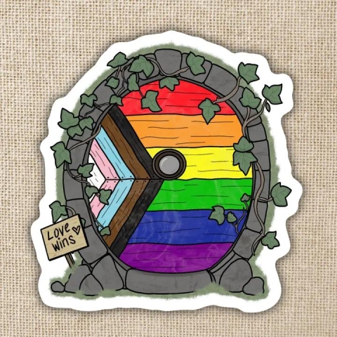 Kingdom of Threads Sticker: Gay Pride Fairy Door — Love Wins cover image