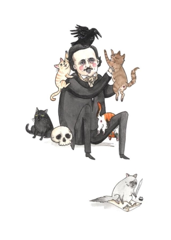 Stupid Animal Shop Art Print 5x7: Once Upon a Midnight Kitty cover image