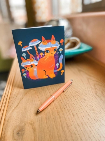 Bunny Dee Greeting Card: Mushroom Cat cover image