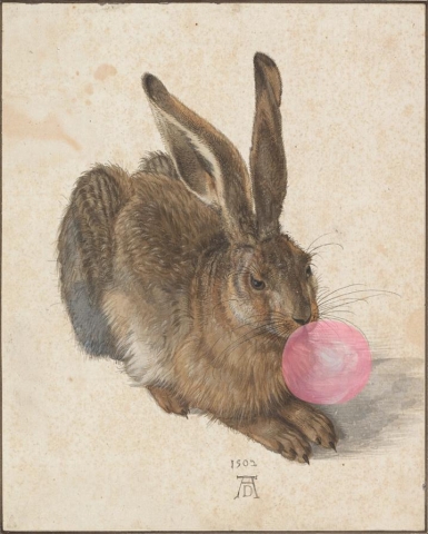 Sea to Skye Art Print 8x10: Young Hare with Bubble Gum cover image