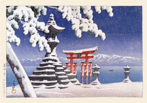 Rock Paper Scissors Wall Art 8x10: Kawase Hasui — Snow at Itsukushima cover image