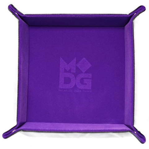 Velvet Folding Dice Tray with Leather Backing: 10"x10" Purple cover image