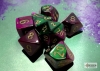 Chessex Polyhedral 7-Die Set: Gemini - Green-Purple/Gold (Black Light Reactive) cover image